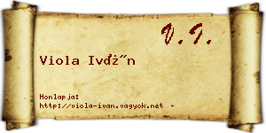 Viola Iván névjegykártya